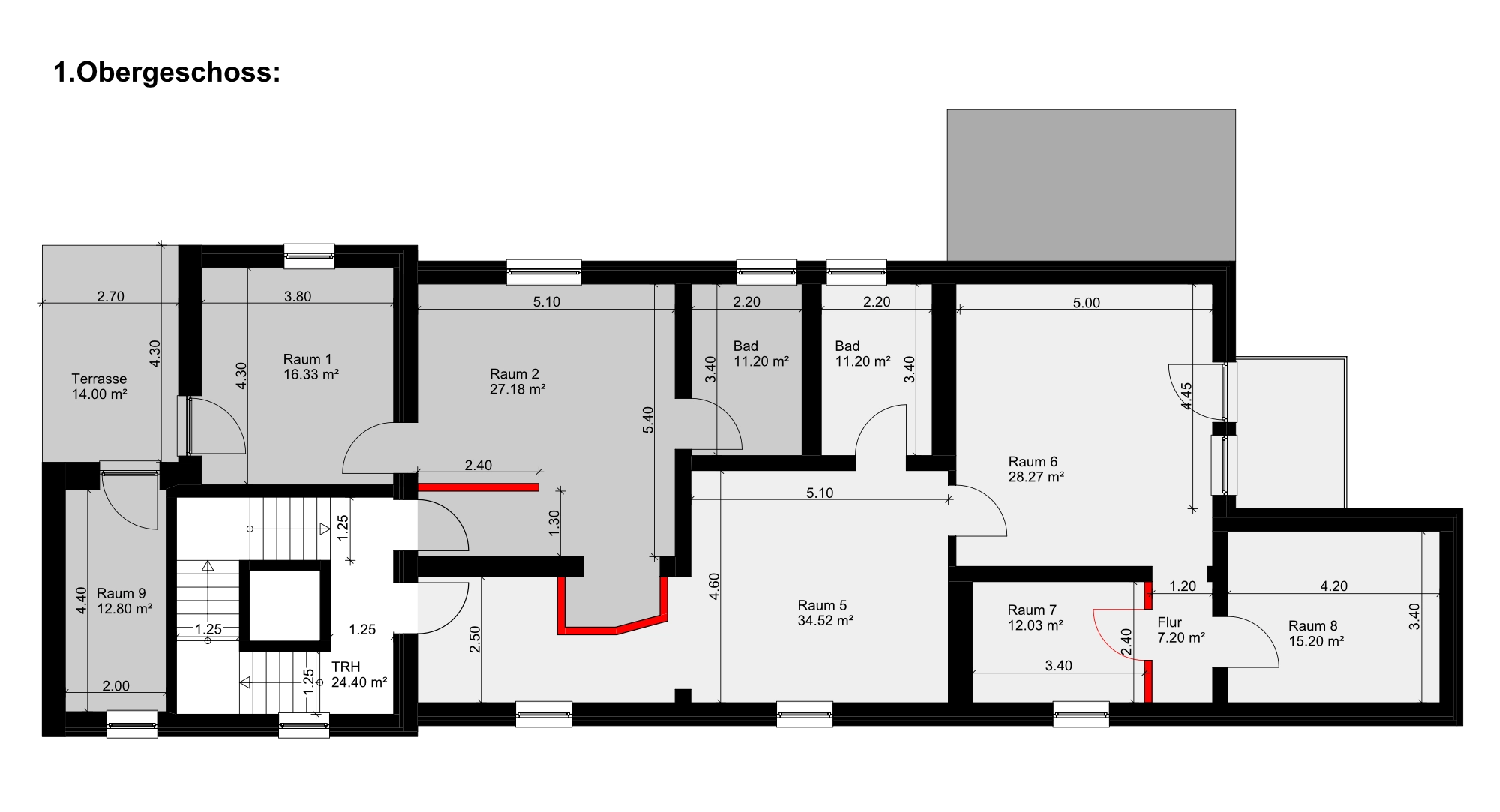 Grundriss des 1. Obergeschoss des Bahnhof Barleben