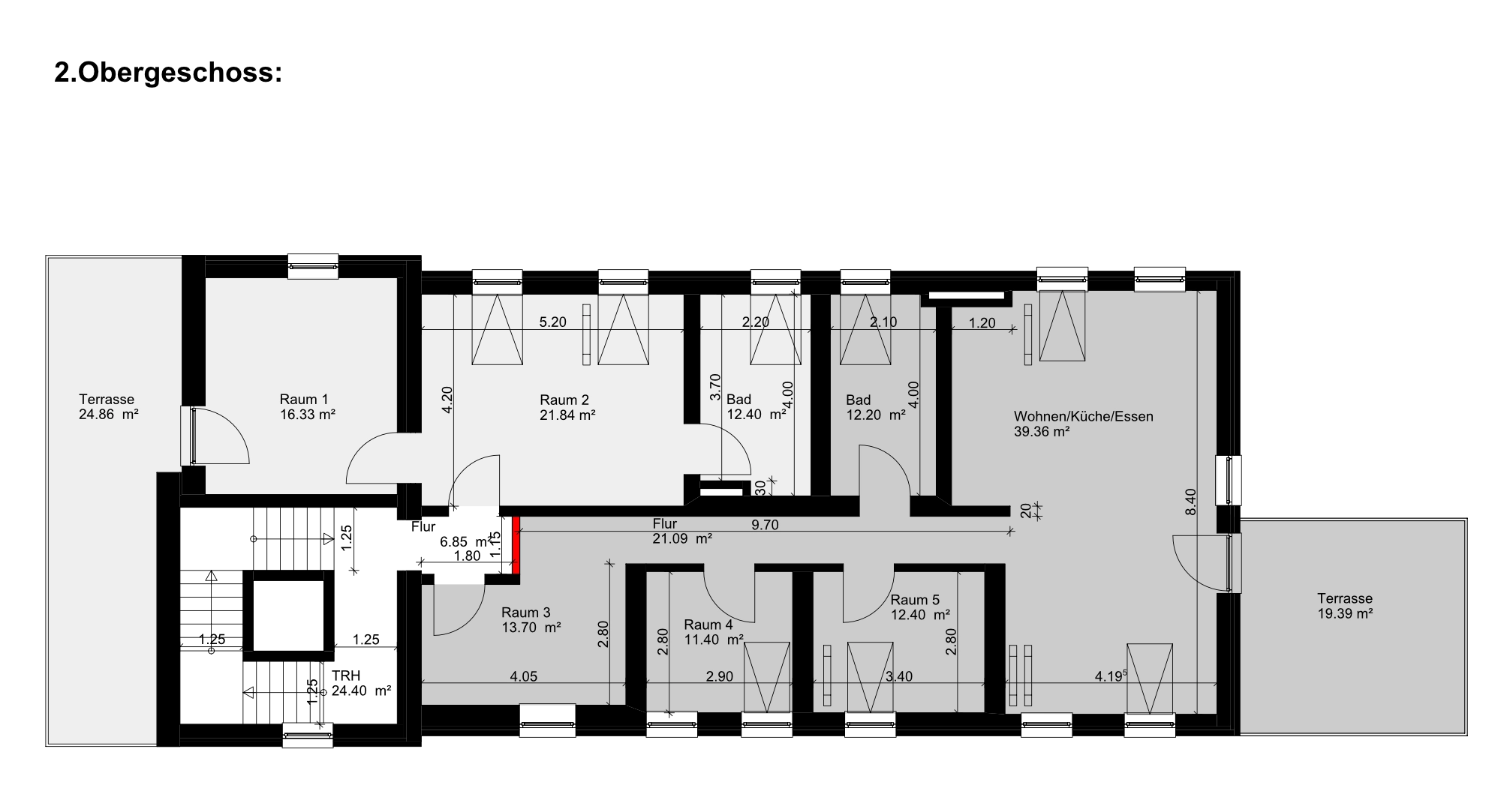 Grundriss des 2. Obergeschoss des Bahnhof Barleben